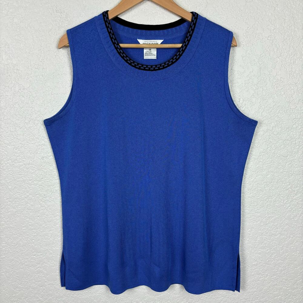 Exclusively Misook Womens‎ Pullover Top Sz 1X Blue Office Career Layering Staple